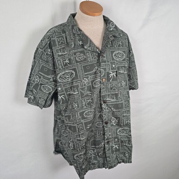 Palmwave Hawaii Shirt Men's 2XL Green Buttons Hang Loose Hawaiian Short Sleeve - Picture 9 of 14
